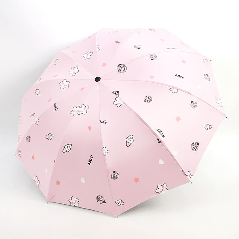 Damen Faltbarer Regenschirm mit verspieltem Dessertmotiv Brehn