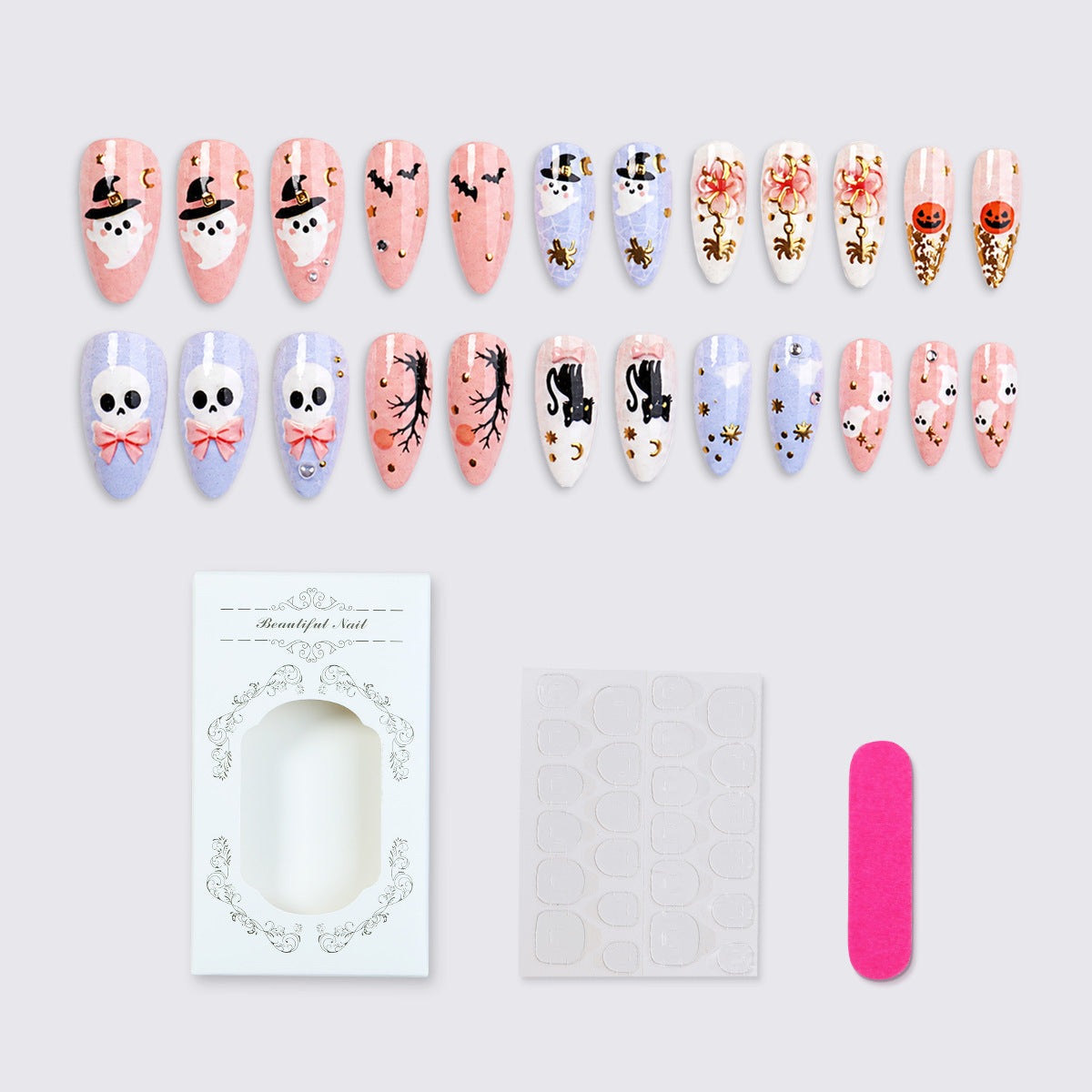 Halloween Kunstnagelset mit kreativen, gruseligen Motiven Brehn