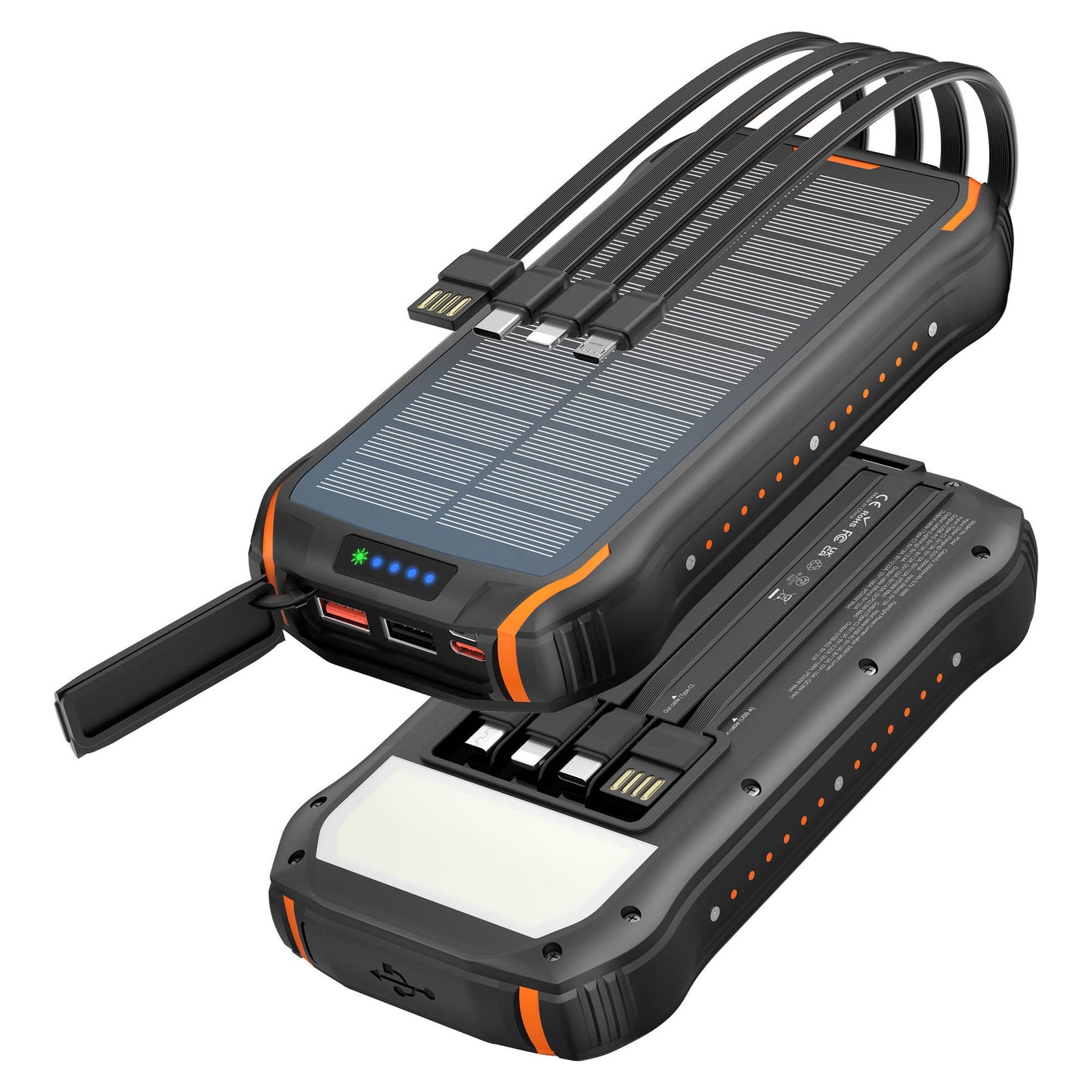 Tragbare Solar-Powerbank mit Multifunktionalen Ladeanschlüssen und Robustem Gehäuse Brehn