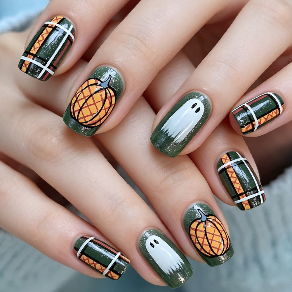 Pumpkin-Themen Press-On Nagelkunst Set Brehn