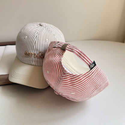 Frauen Gestreifte Baumwoll Baseballcap Brehn