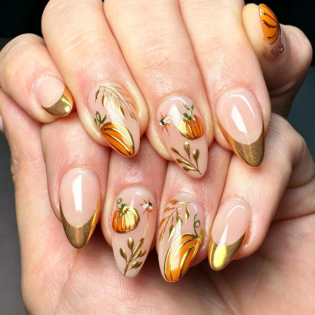 Herbst-inspiriertes Press-On Nagelkunst-Set Brehn