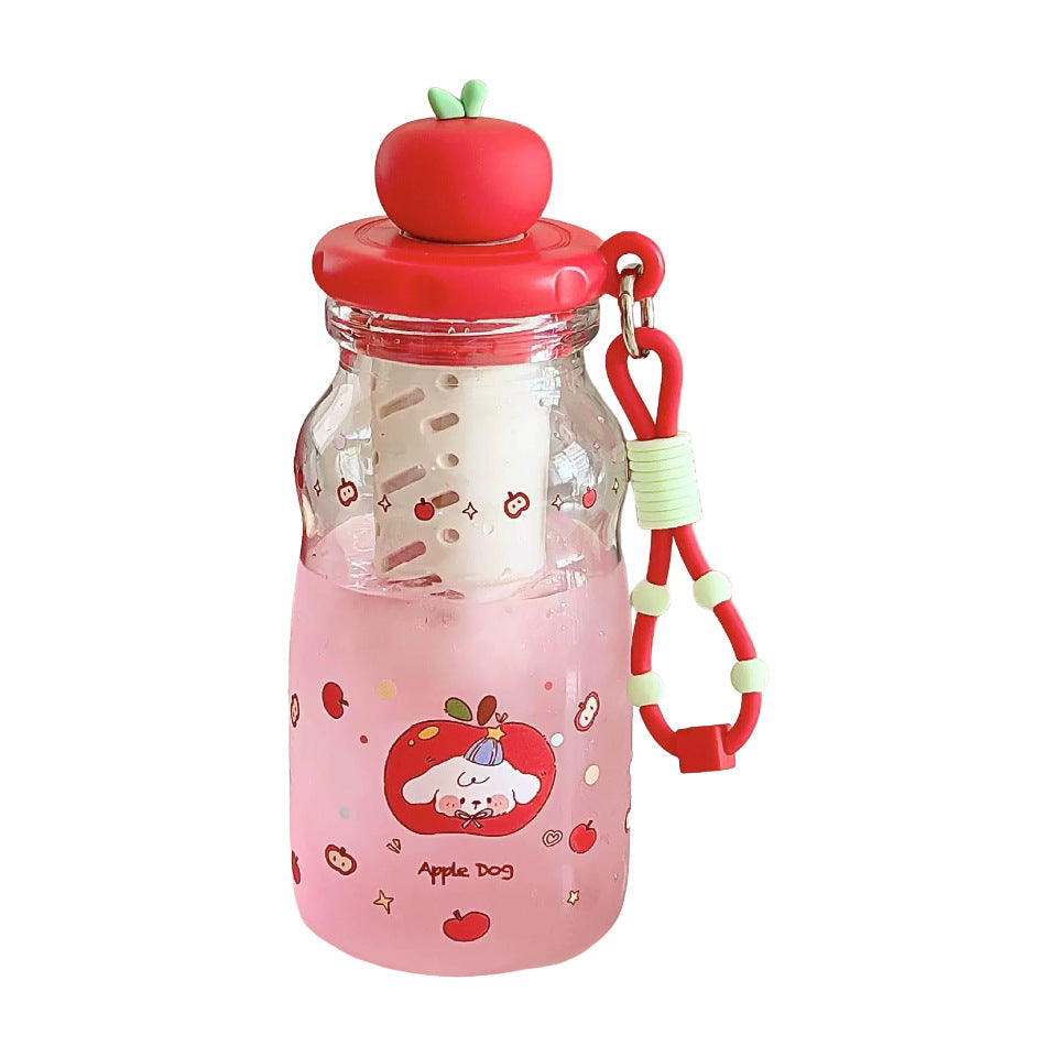 Damen Trendige und praktische Wasserflasche mit Fruchtdeckel Brehn