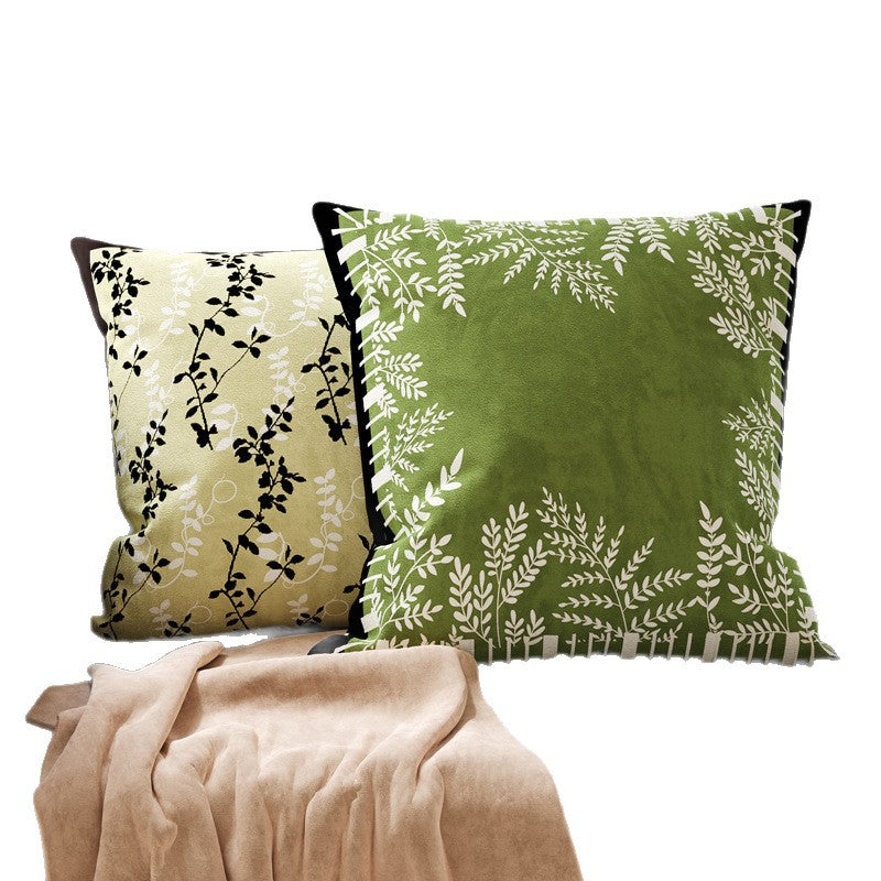 Botanical Microfiber Suede Throw Pillow Cover with Hidden Zipper