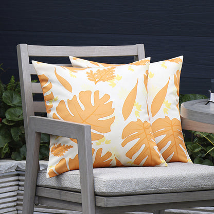 Quadratischer Outdoor-Kissenbezug aus wasserabweisendem Polyester mit tropischem Monstera-Print Brehn