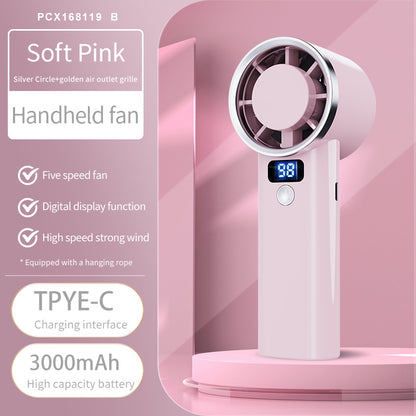 Unisex Handventilator mit digitaler Anzeige und fünf Geschwindigkeitsstufen Brehn