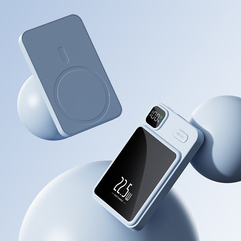 Tragbare Powerbank mit kabelloser Ladefunktion und digitaler Leistungsanzeige Brehn