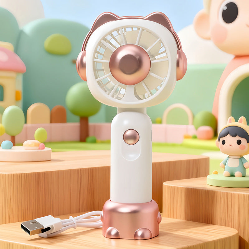 Damen tragbarer Mini-Ventilator mit LED-Lichteffekten und ergonomischem Design Brehn