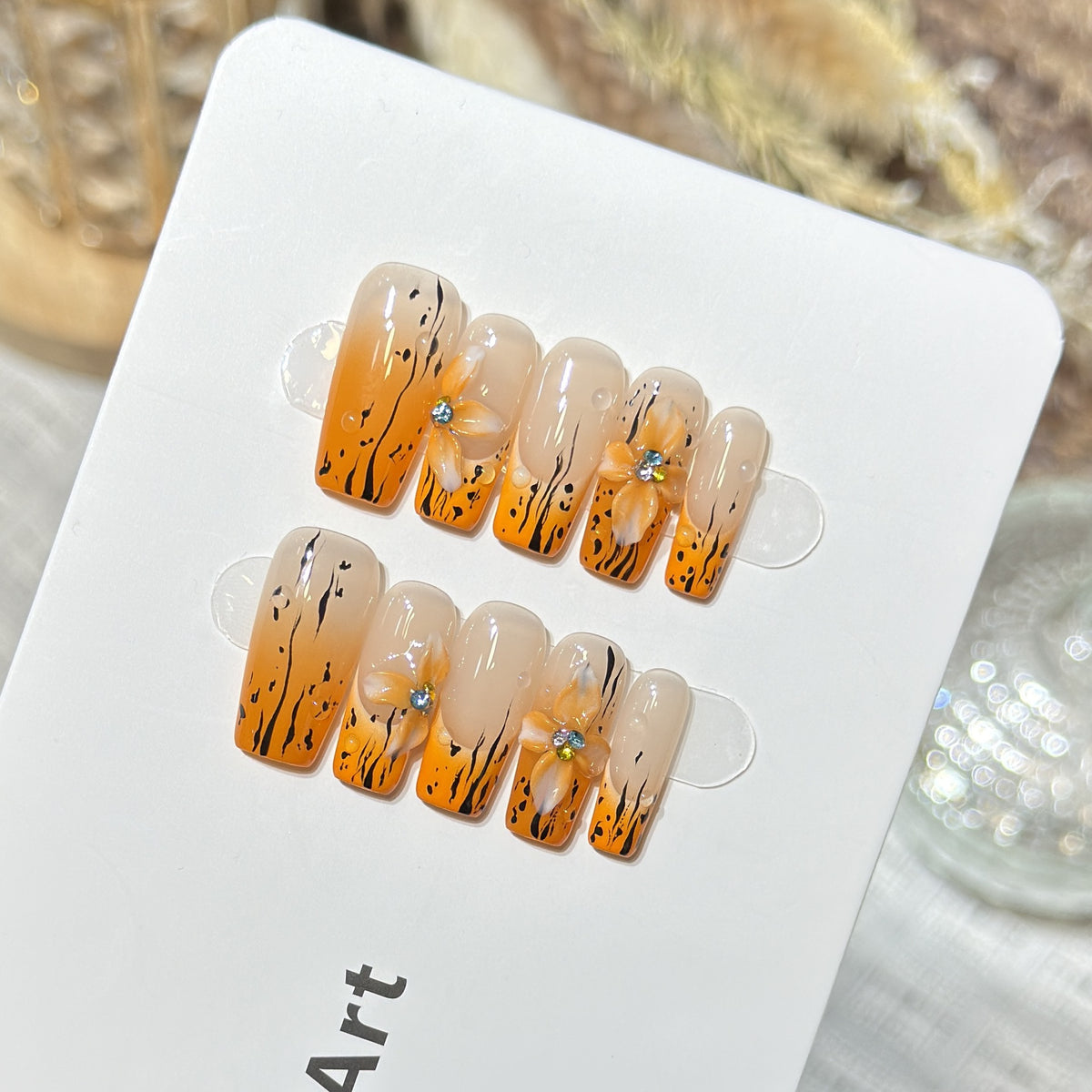 Blumiger Ombre Press-On Nagelset Brehn