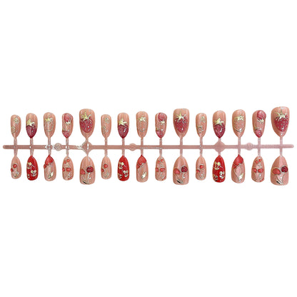 Künstlerisches Floral-Akzent Press-on-Nagelset Brehn