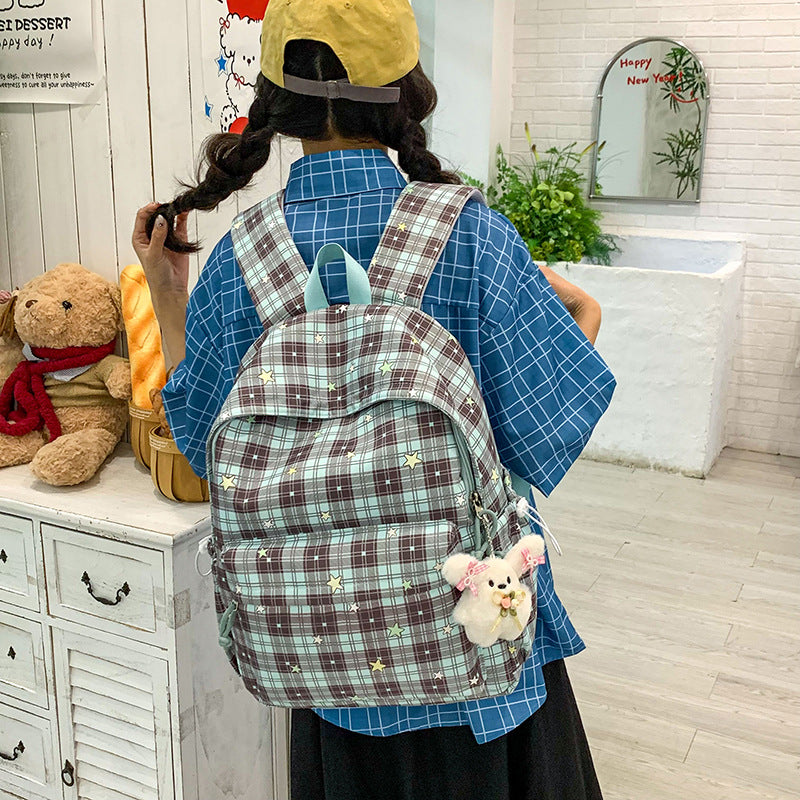 Stylischer Mehrfach-Taschen Karo Rucksack Brehn