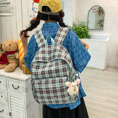 Stylischer Mehrfach-Taschen Karo Rucksack Brehn