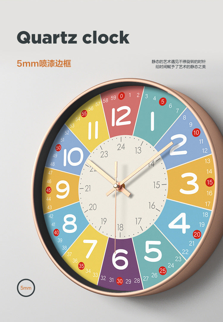 Farbe Time Silent Kids Clock – Geräuschlose Wanduhr mit pädagogischem Design | Brehn