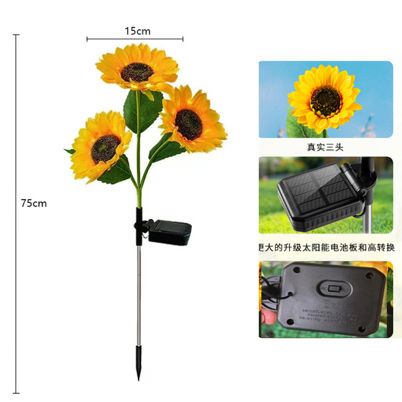 Solarbetriebene Gartenstecklichter für den Außenbereich mit realistischen Sonnenblumenblüten und wasserdichtem Solarcontroller Brehn