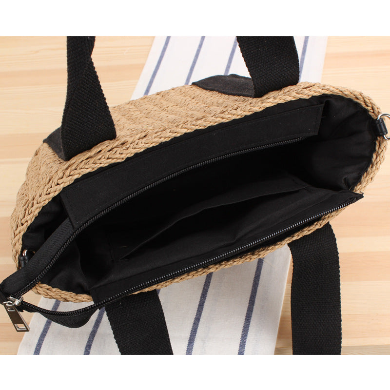 Handtasche Aus Geflochtenem Naturmaterial mit Verstellbarem Schulterriemen Brehn
