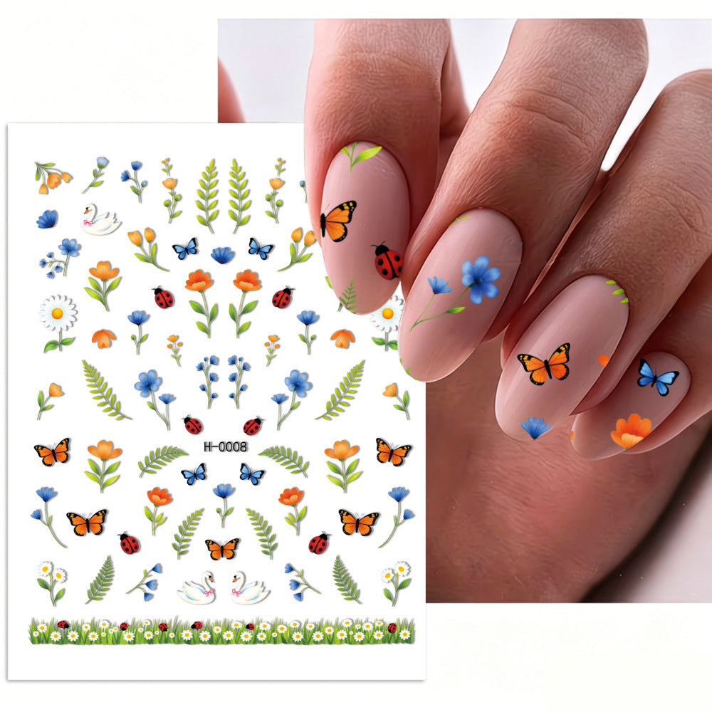 Florales Design Nagelkunst Aufkleber Set