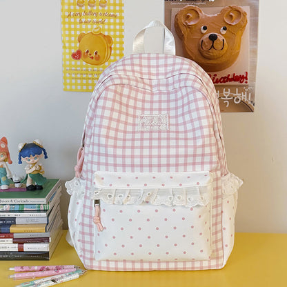 Stylische Gingham-Print Freizeit Rucksack Brehn