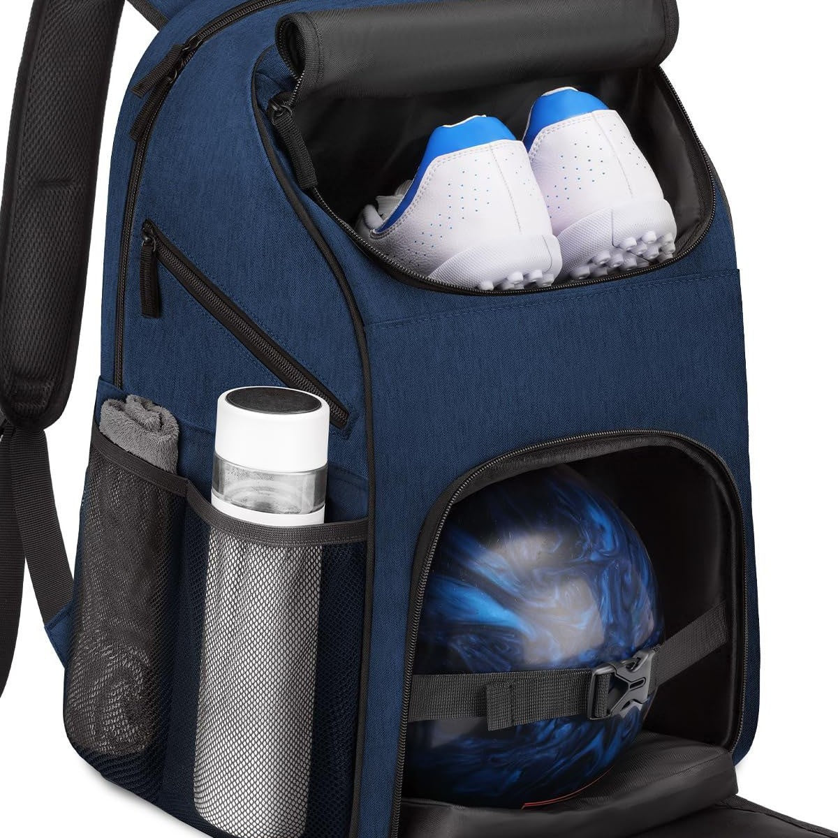 Unisex Sportlicher Rucksack mit speziellen Fächern für Schuhe und Bowlingball Brehn