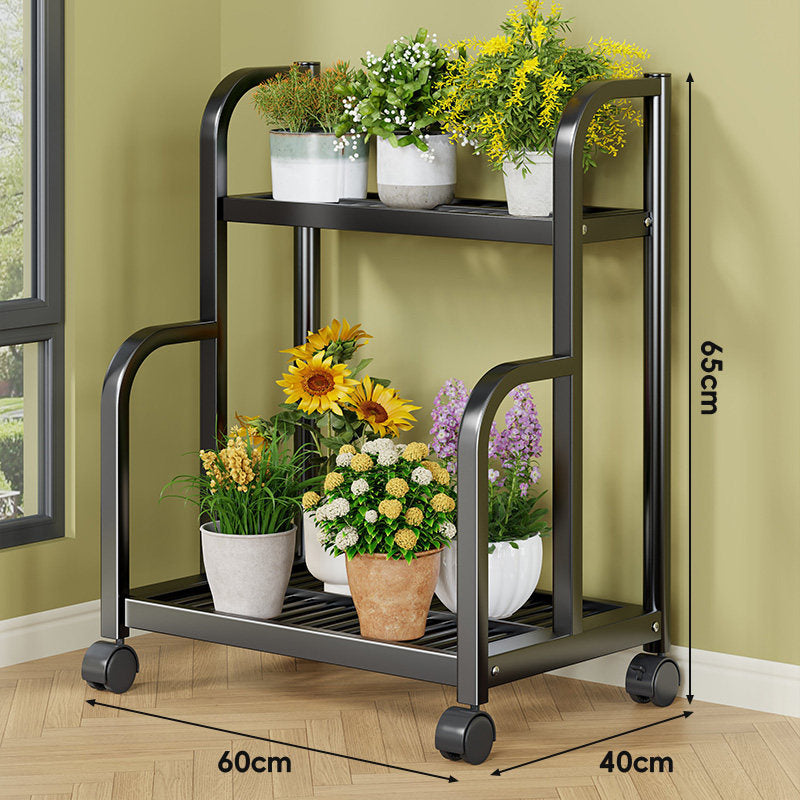 Drei-Ebenen Rollbares Metall Pflanzen Display Regal