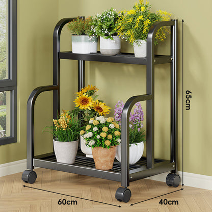 Drei-Ebenen Rollbares Metall Pflanzen Display Regal