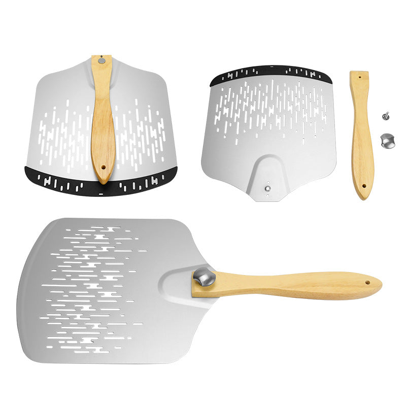 Perforierte Edelstahl-Pizza-Schaufel mit ergonomischem Holzgriff Brehn