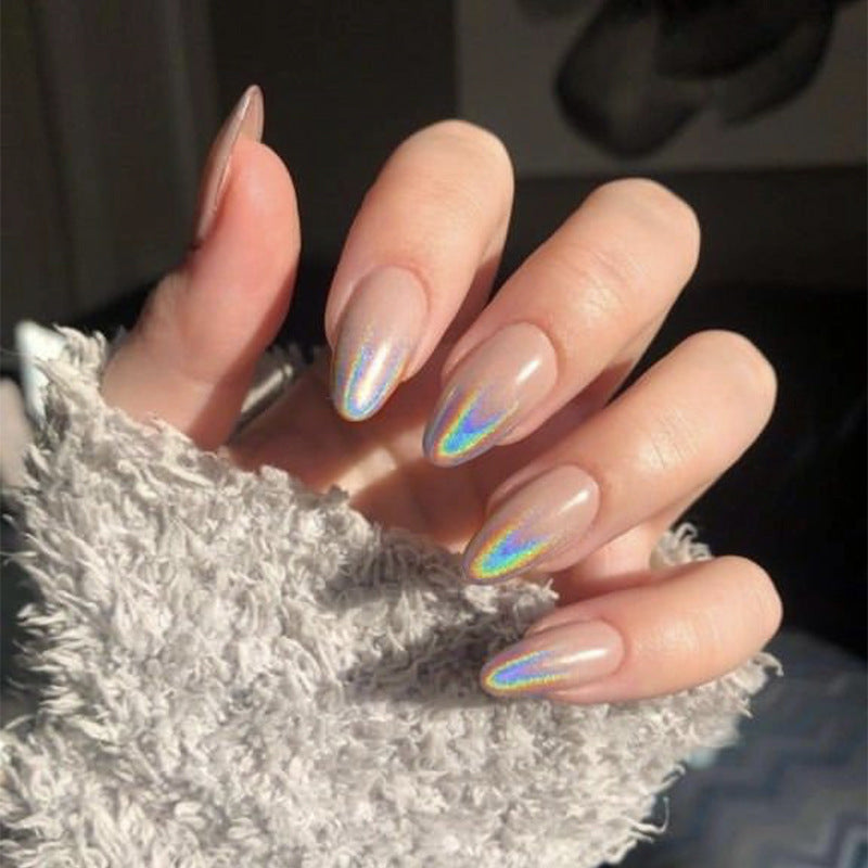 Glamouröse Lange Stiletto Press-On Nägel mit holografischem Finish Brehn