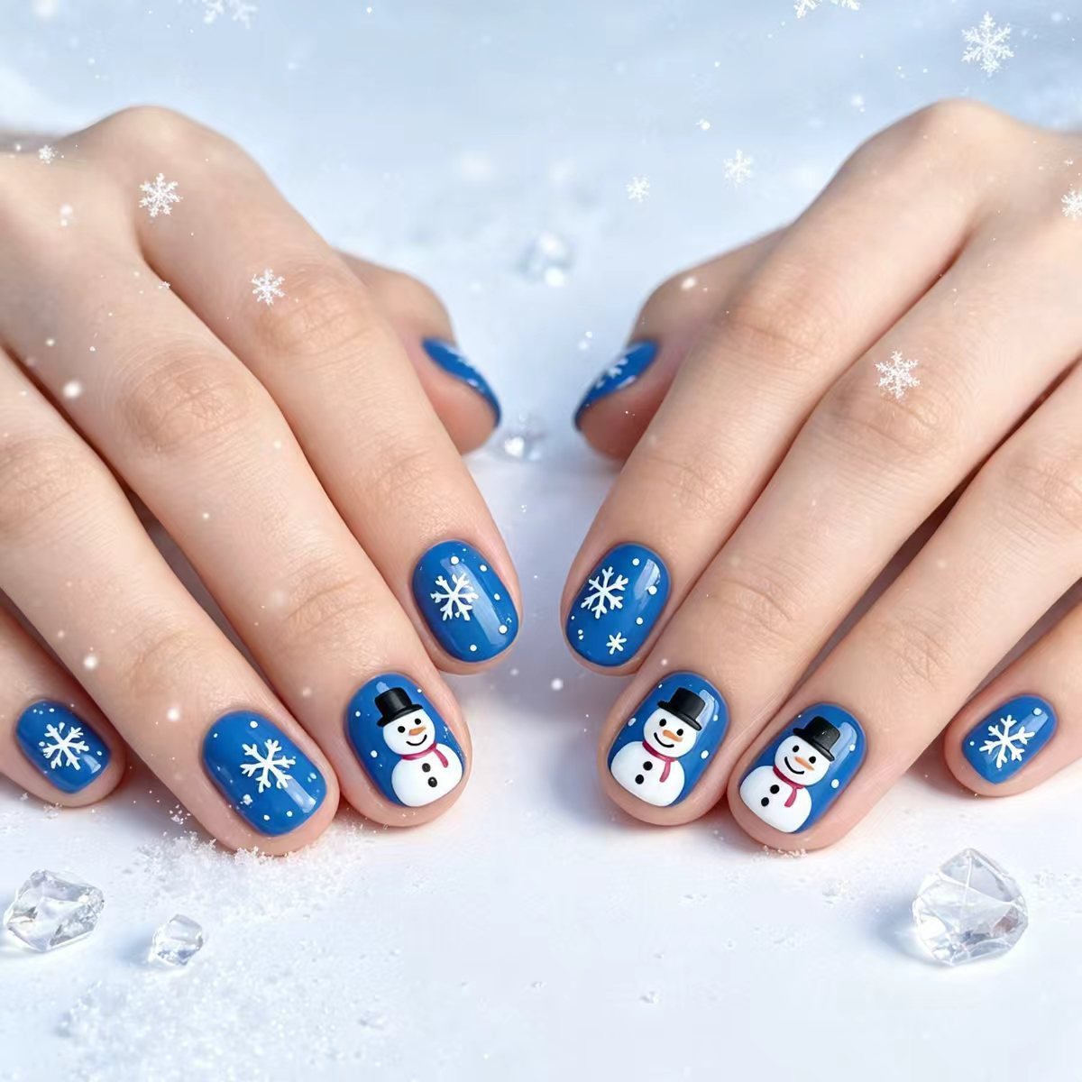 Kunstnägel mit Festlichem Schneemann-Design Brehn