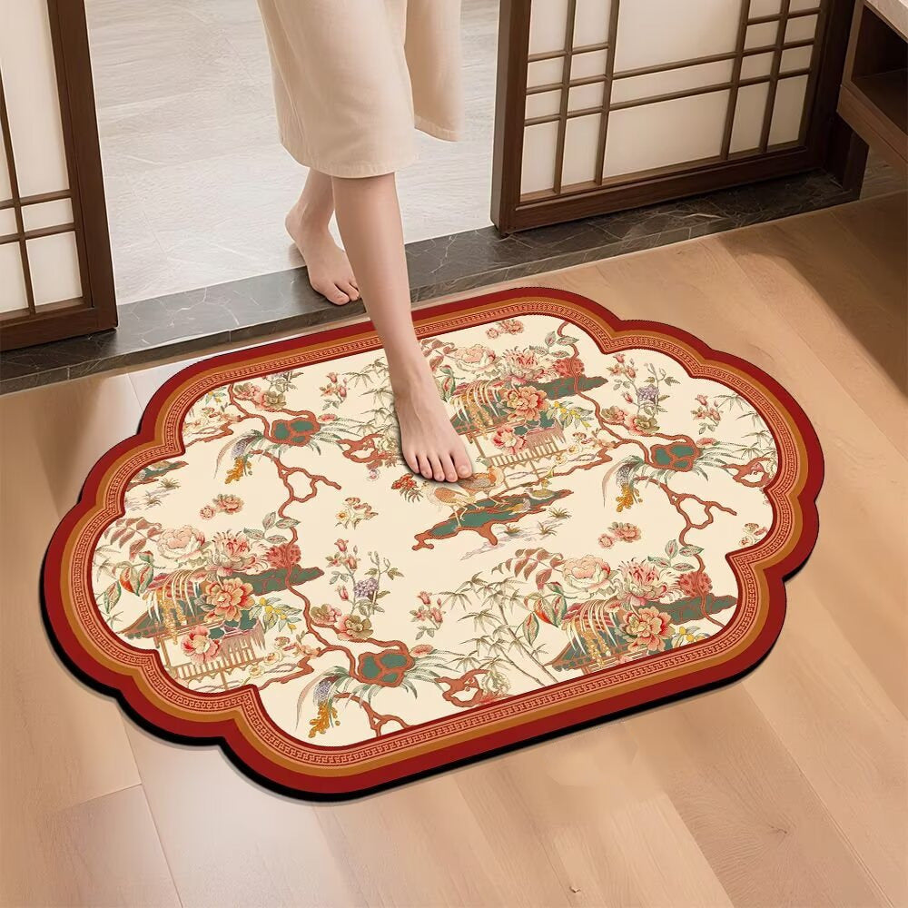 Elegante Vintage Florale Design Badematte