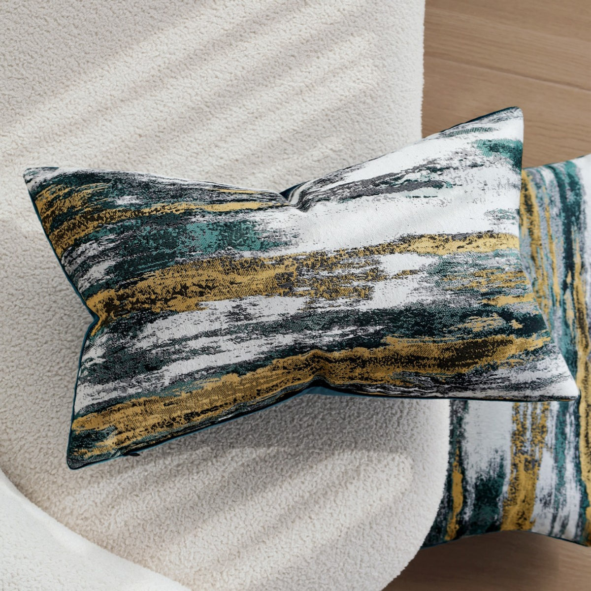 Dekorativer Kissenbezug mit abstraktem Pinselstrich-Jacquard und verdecktem Reißverschluss Brehn