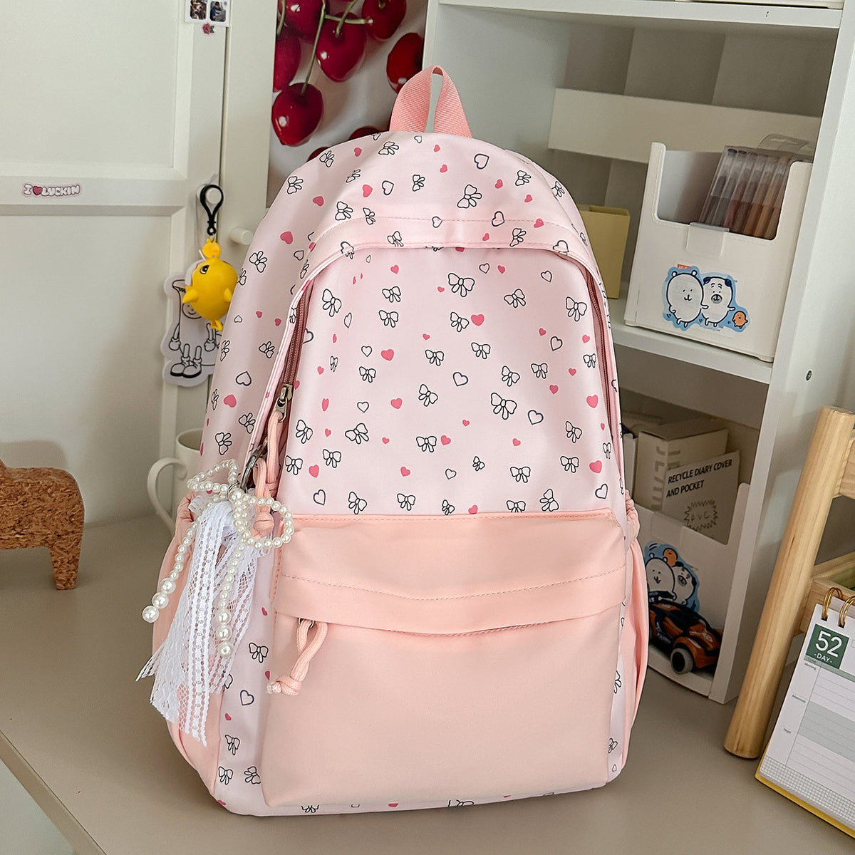 Stylischer Herz-gedruckter Rucksack Brehn
