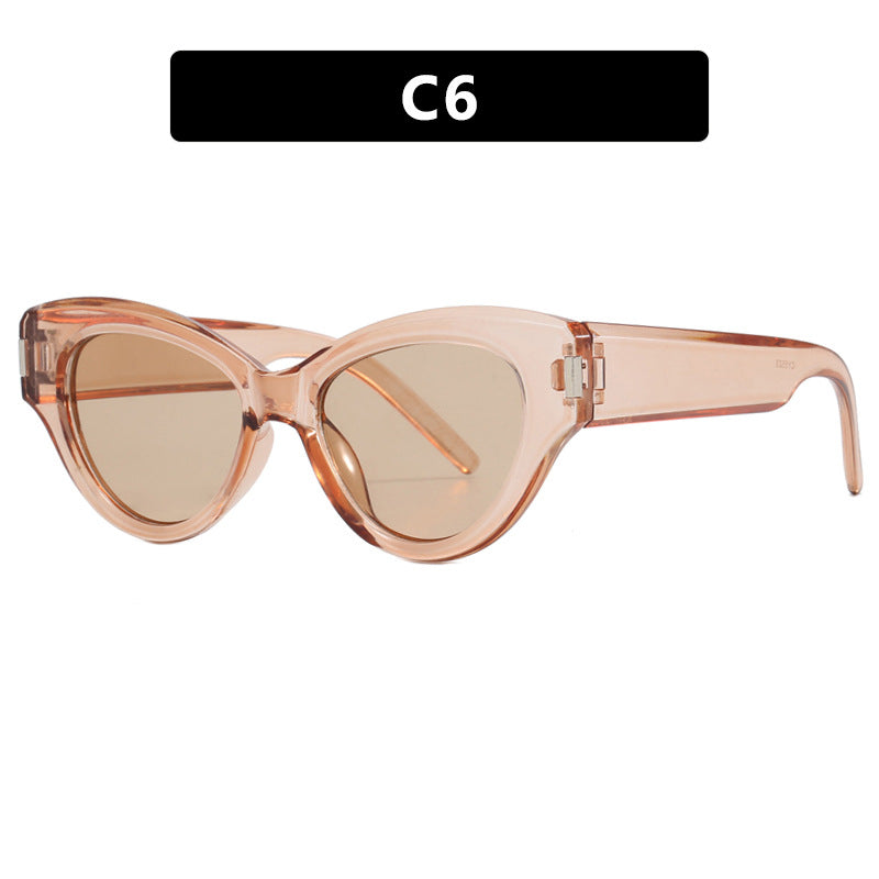 Damen stilvolle Cat-Eye Sonnenbrille mit transparentem Rahmen Brehn