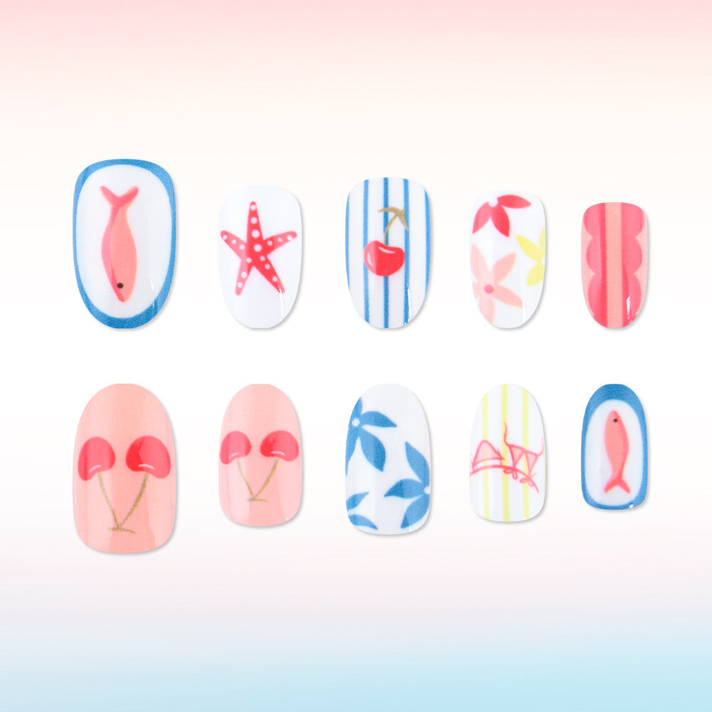 Künstlerische Sommer-Themen Druck-Nagelkunst Brehn