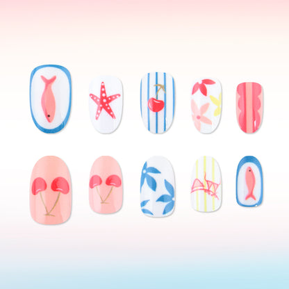 Künstlerische Sommer-Themen Druck-Nagelkunst Brehn