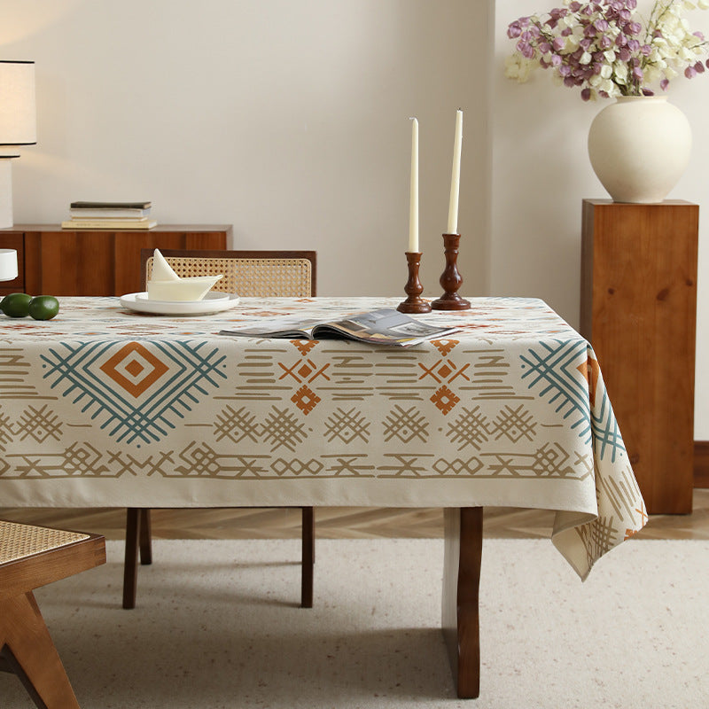 Rechteckige Tischdecke im Boho-Ornament mit Leinenoptik Brehn