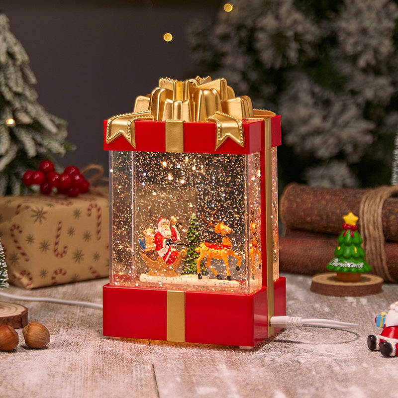 Beleuchtete Weihnachtslaterne mit Schnee- und Weihnachtsmotiv Brehn