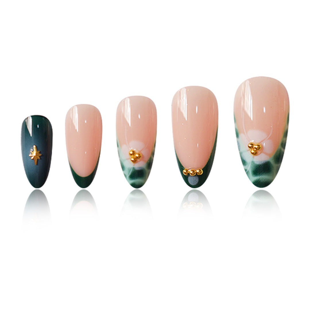 Elegante abstrakte florale Press-On-Nagelverlängerungen Brehn
