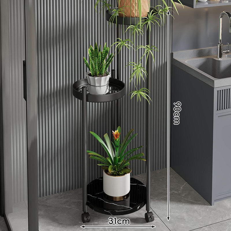 Rolling Vertical Plant Stand mit Marmor-Effekt-Basis und arretierbaren Rollen
