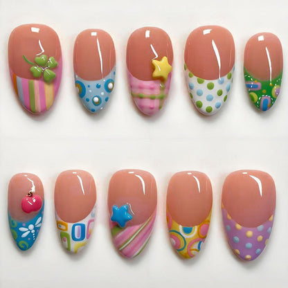 Kunstnagelset mit bunten Sommermotiven Brehn