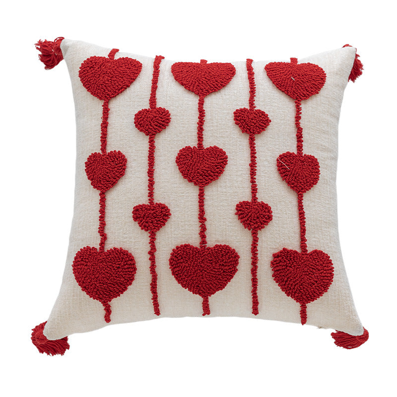 Rechteckiges tufted Buchstaben-Lendenkissen mit Loop-Pile 'LOVE' Akzent