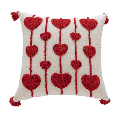 Rechteckiges tufted Buchstaben-Lendenkissen mit Loop-Pile 'LOVE' Akzent
