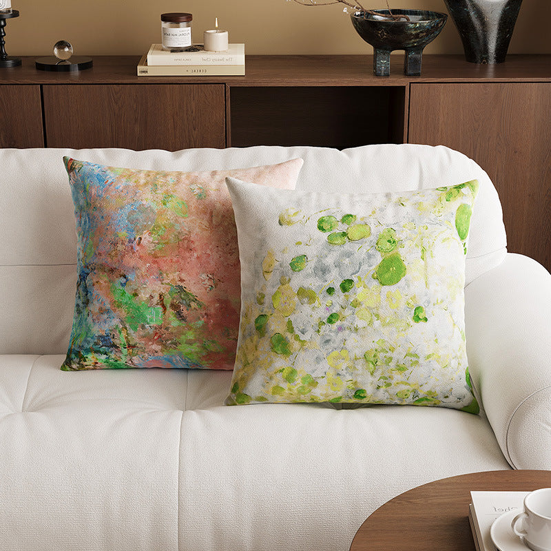 Abstract Textured Impressionist Velvet Throw Pillow Cover