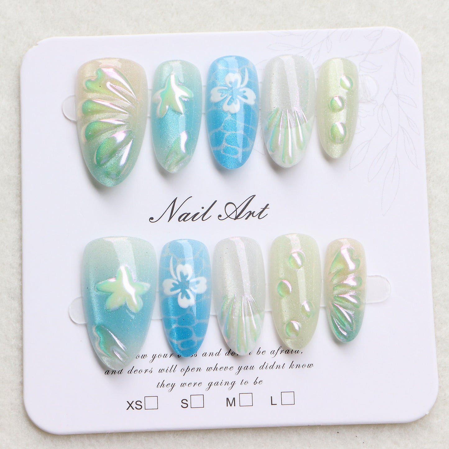 Künstlerisches von Ozeanen inspiriertes Press-On-Nagelset Brehn