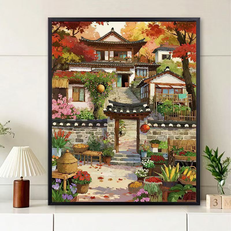 Scenic Village Landschaft Kunstdruck Brehn
