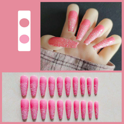 Glänzendes Langes Coffin Press-On Nails Set