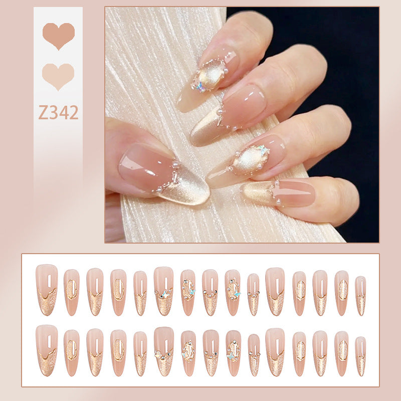 Kunstnagelset mit elegantem Gold-Glitzer-Design Brehn