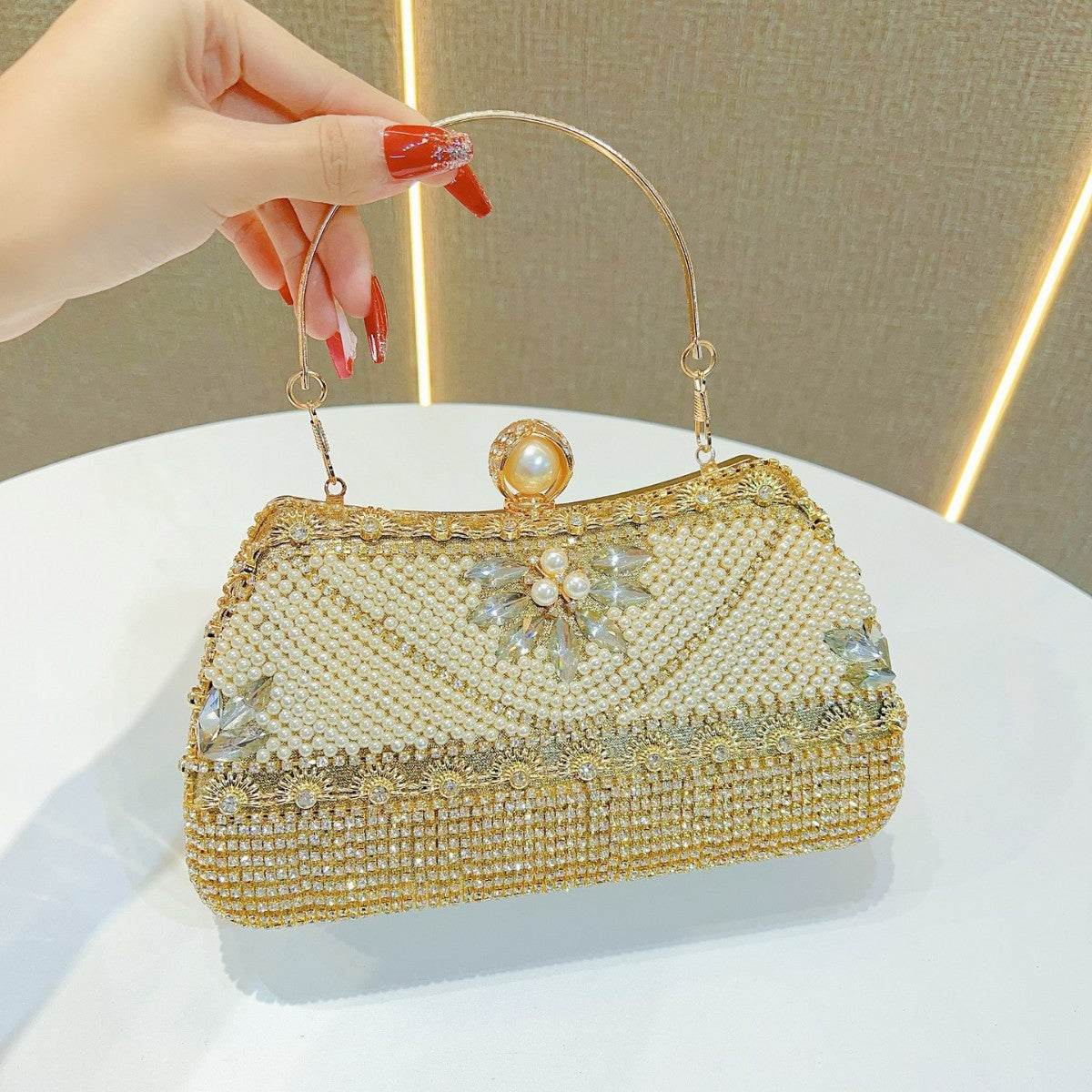 Beaded Abend Schultertasche