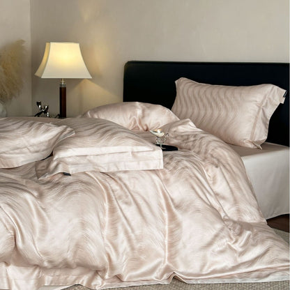 Seidensatin Jacquard Bettbezug Set mit Umschlag Kopfkissenbezügen