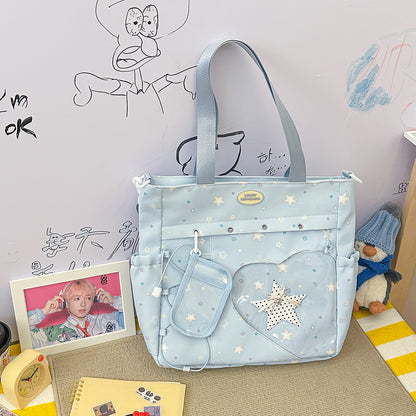 Stylische Multi-Taschen Stern-Applikation Rucksack Brehn