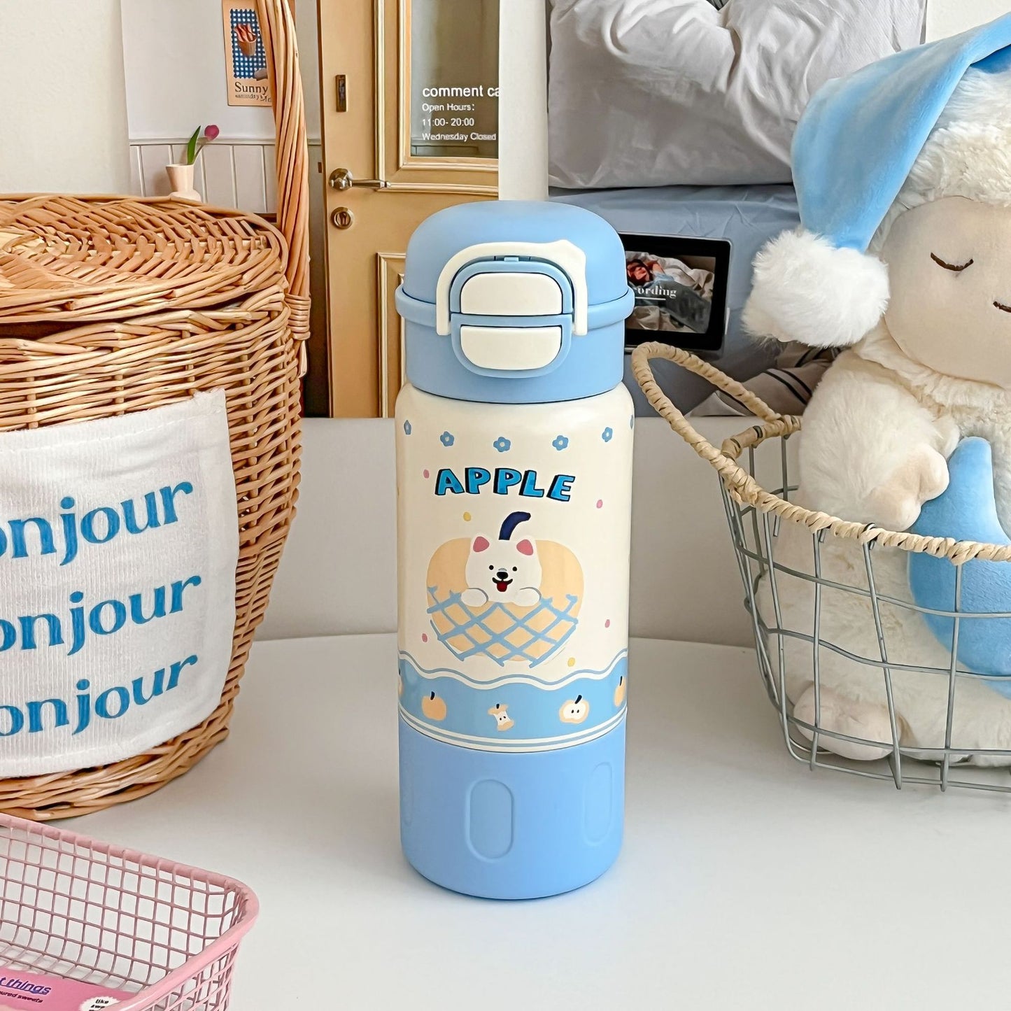Damen Isolierte Trinkflasche mit fröhlichem Hundedesign Brehn