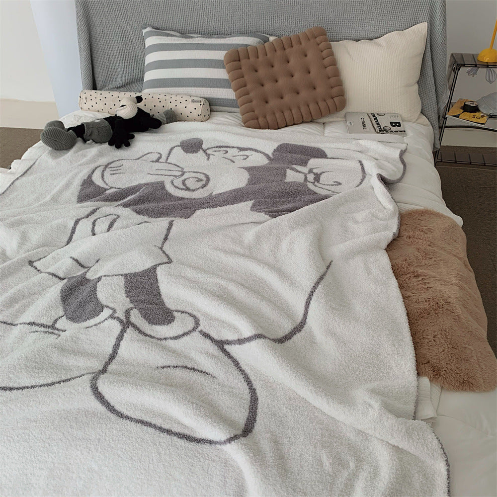 Kuschelige Tagesdecke aus Mikrofaser mit großem gewebtem Cartoon-Motiv